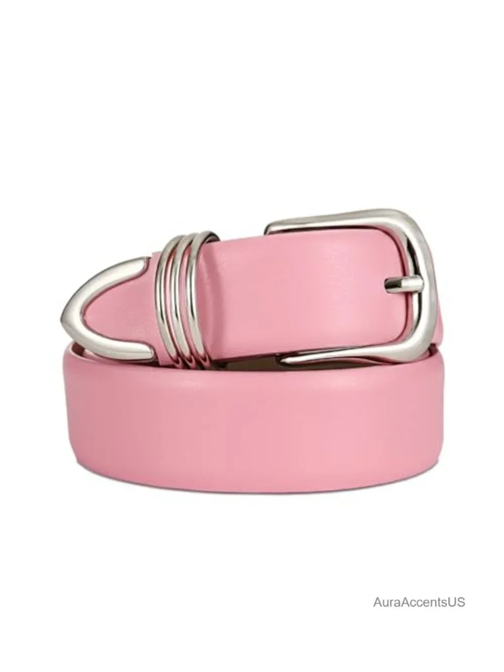 Faux Leather Belt with Gold Buckle Fashion Waist Belt for Jeans